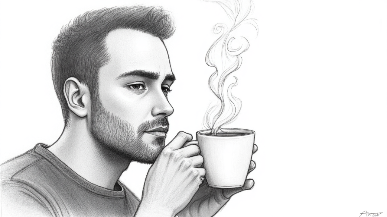 Man drinking coffee