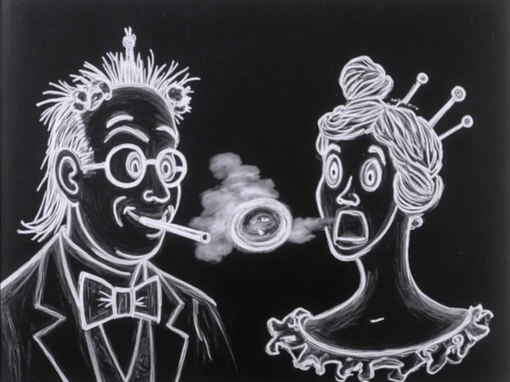A_chalk_drawing_of_a_man_and_a_woman_on_a_black_board
