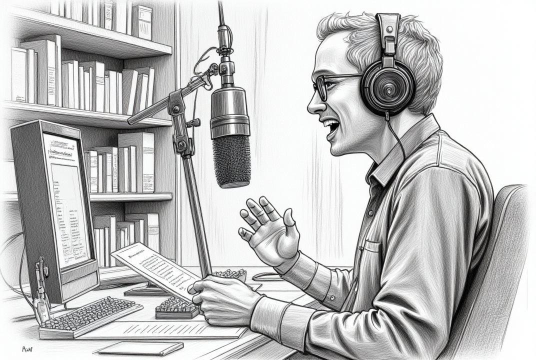 Narrator in a studio